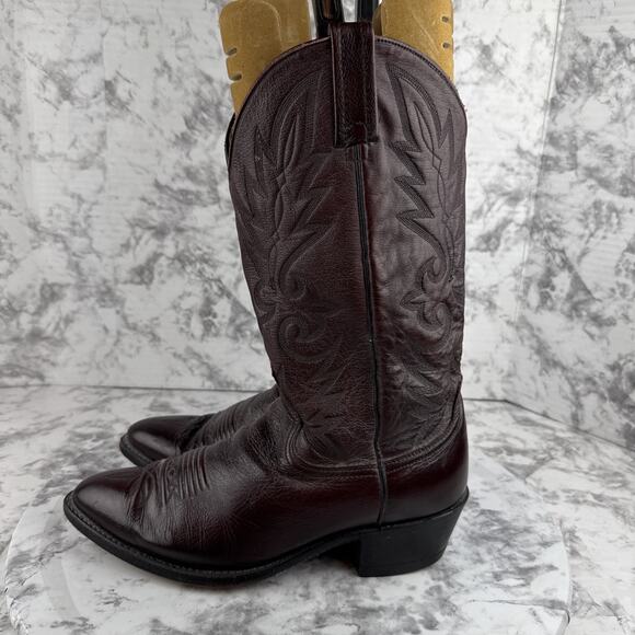 Dan Post Mens Mignon Western Round Toe Cowboy Boots Size 9.5 Burgundy Leather - Picture 3 of 8
